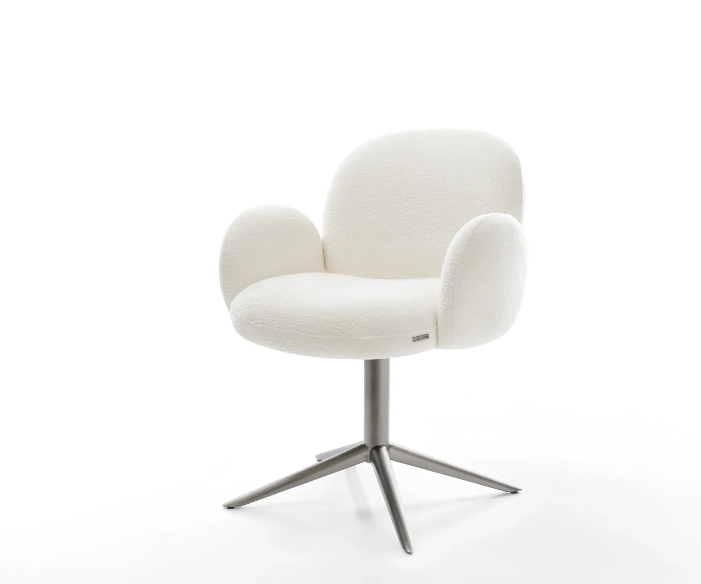 Drehstuhl Nube-Flex mit Armlehnen Bouclé Soft Beige Fußkreuz Graphit 360° drehbar Wippfunktion Taschenfederkern