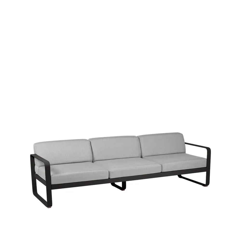 Fermob Bellevie soffa 3-sits Liquorice (svart), flannel grey dyna