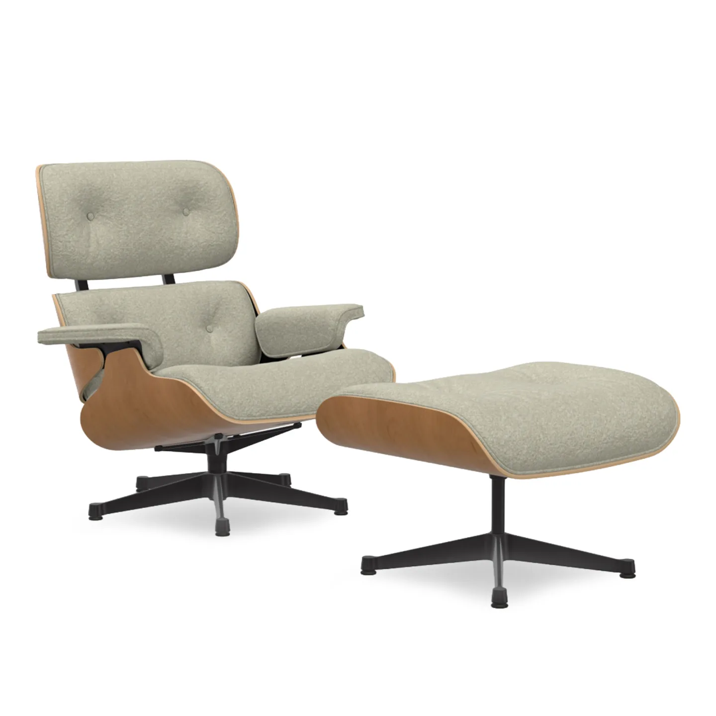 Vitra - Eames Lounge Set Cherry Nubia Cream/Sand 03 Deep Black - Fåtöljer - Charles & Ray Eames - Beige
