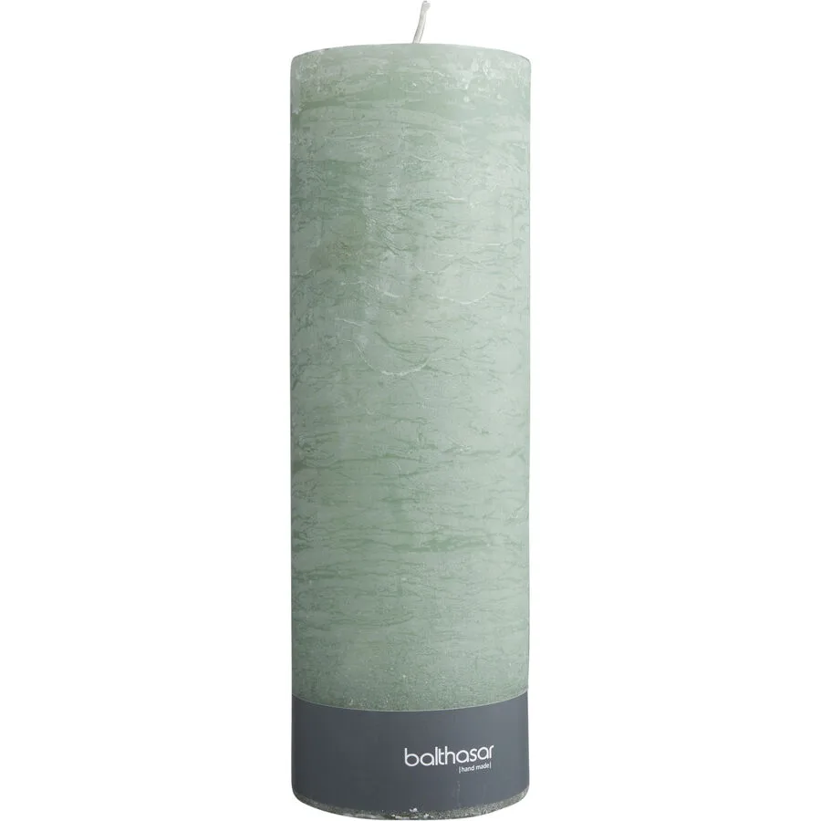 Balthasar Kerze Rustico hellgrün H30 cm D10 cm, Brenndauer 250h - Farbe: taupe - Material: Wachs
