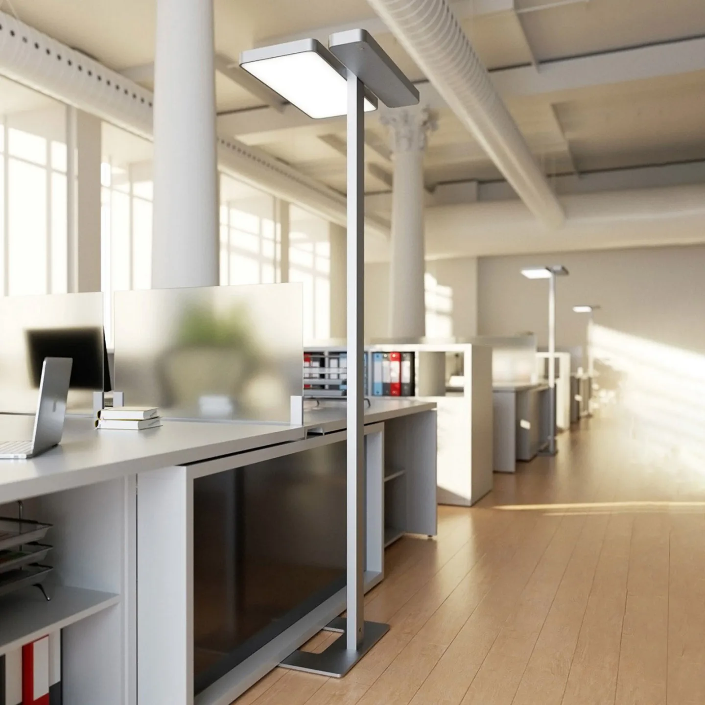 Aila Stehleuchte Silver/White - Arcchio - Arbeitszimmer / Büro - Modern - Aluminium - Einflammig
