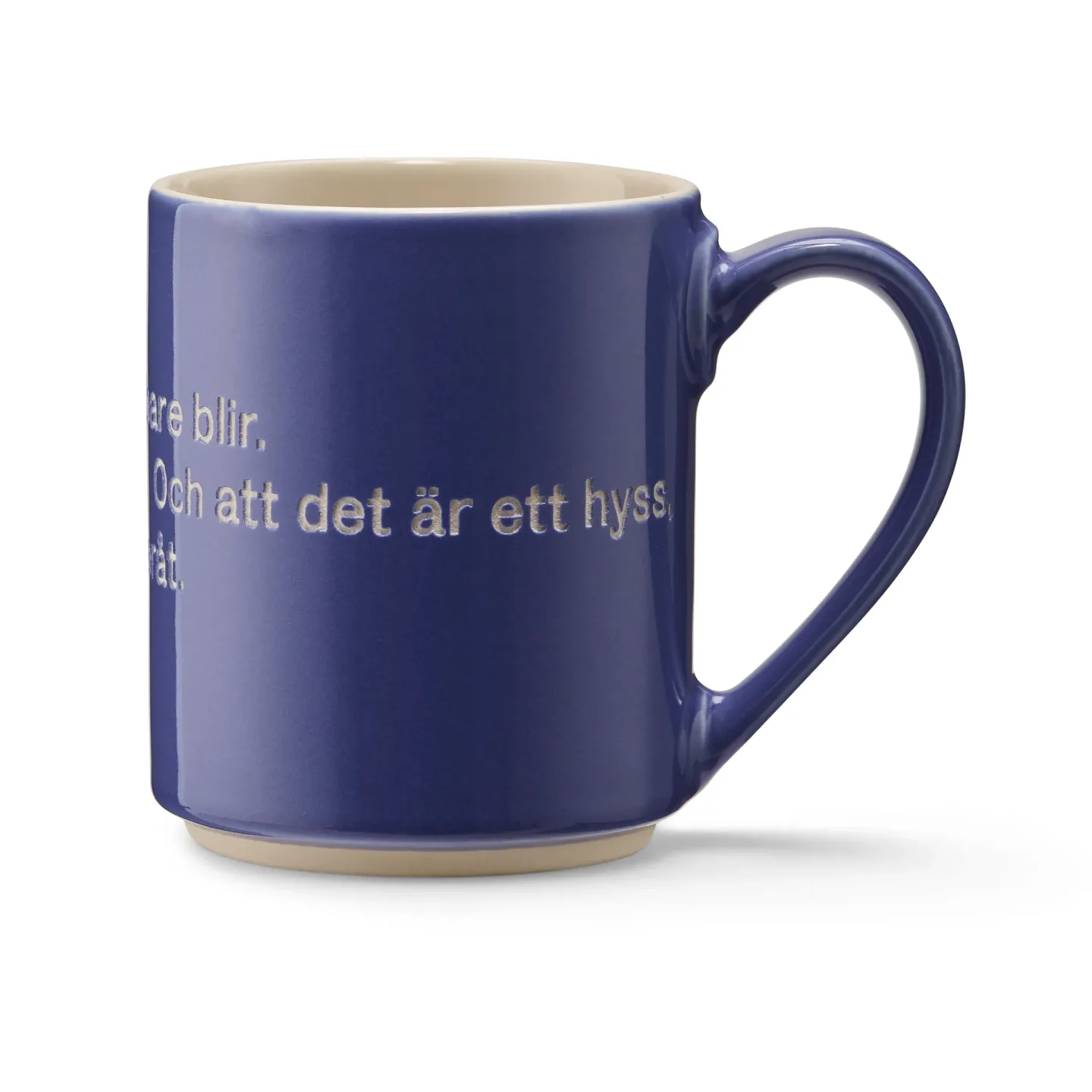 Design House Stockholm Astrid Lindgren mugg, hyss hittar man inte på svensk text