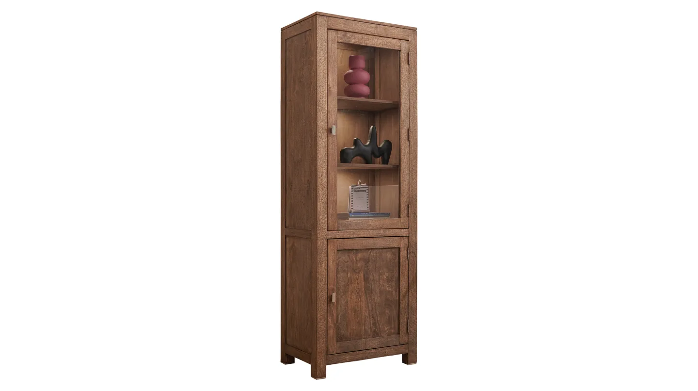 Vitrine Mango massiv gebeizt - montiert Breite 65 cm - MANGALA