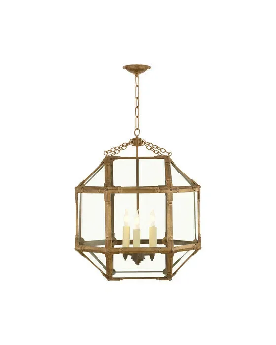Morris Medium Lantern Gilded Iron/Clear Glass