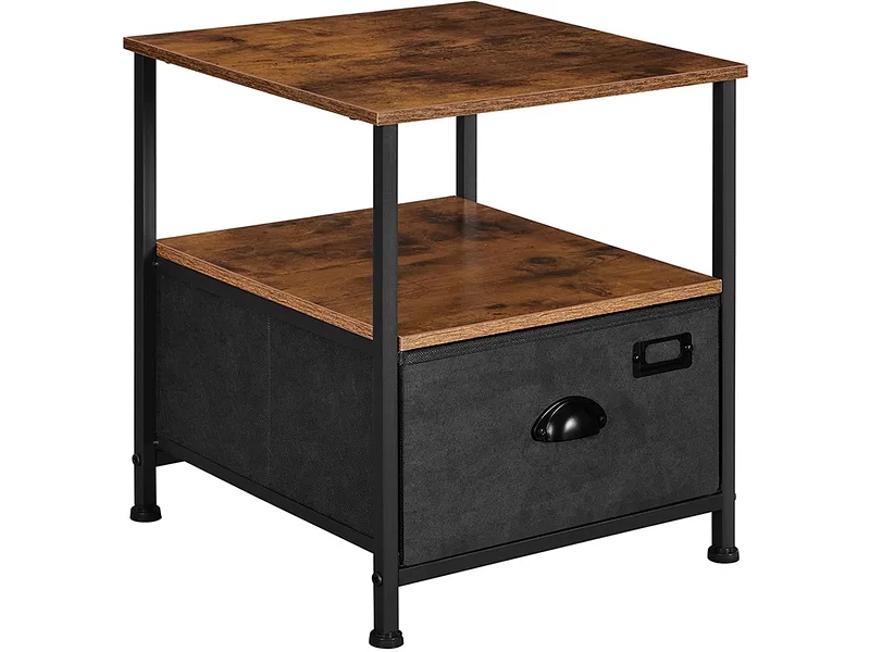 Nachttisch SONGMICS RUSTIK 1 Schublade 40x40x46.4cm braun teakholz-look
