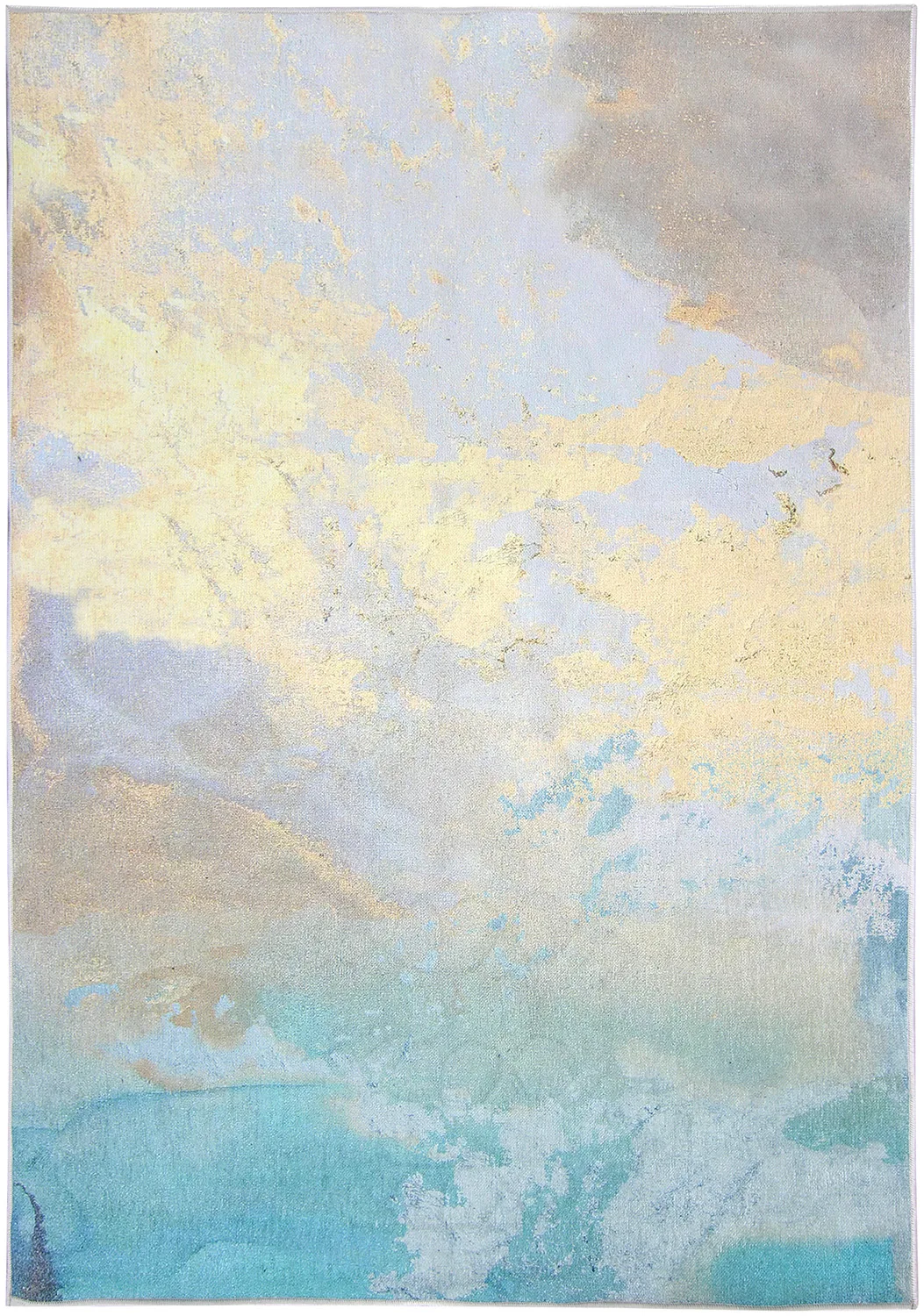 Wilton-teppe - Borgo (blå/gul) (Størrelse: 160 x 230 cm)
