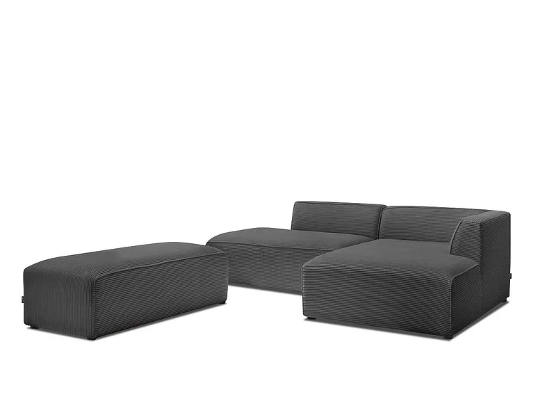 Ecksofa BOBOCHIC MEGEVE Cord-Stoff dunkelgrau
