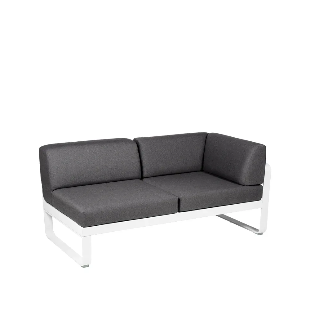 Fermob Bellevie Corner modulsoffa 2-sits Cotton white (vit)-graphite grey dyna-höger