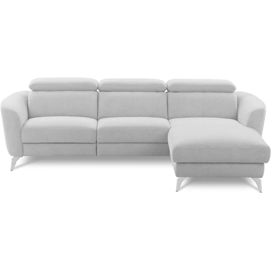 Ecksofa Simba Links Chenille Grauweiss B 261 T 183 cm