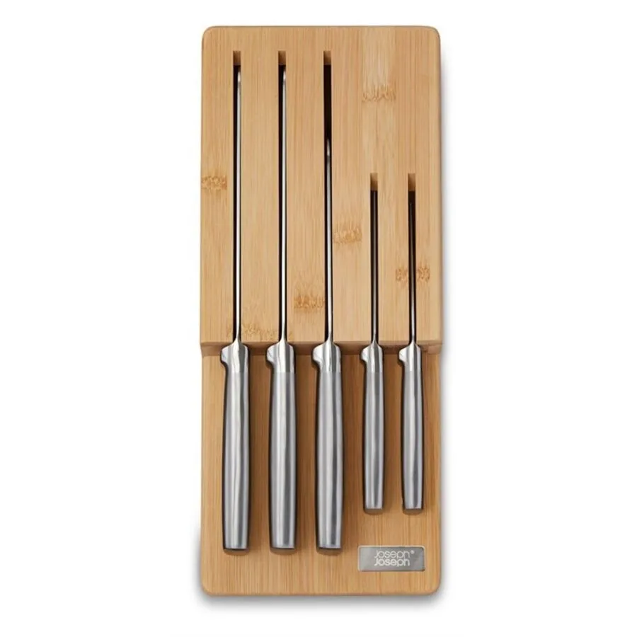 Messerblock Joseph Joseph Braun/Silber Edelstahl/Holz 16 cm 5.5 cm - Farbe: silber-braun