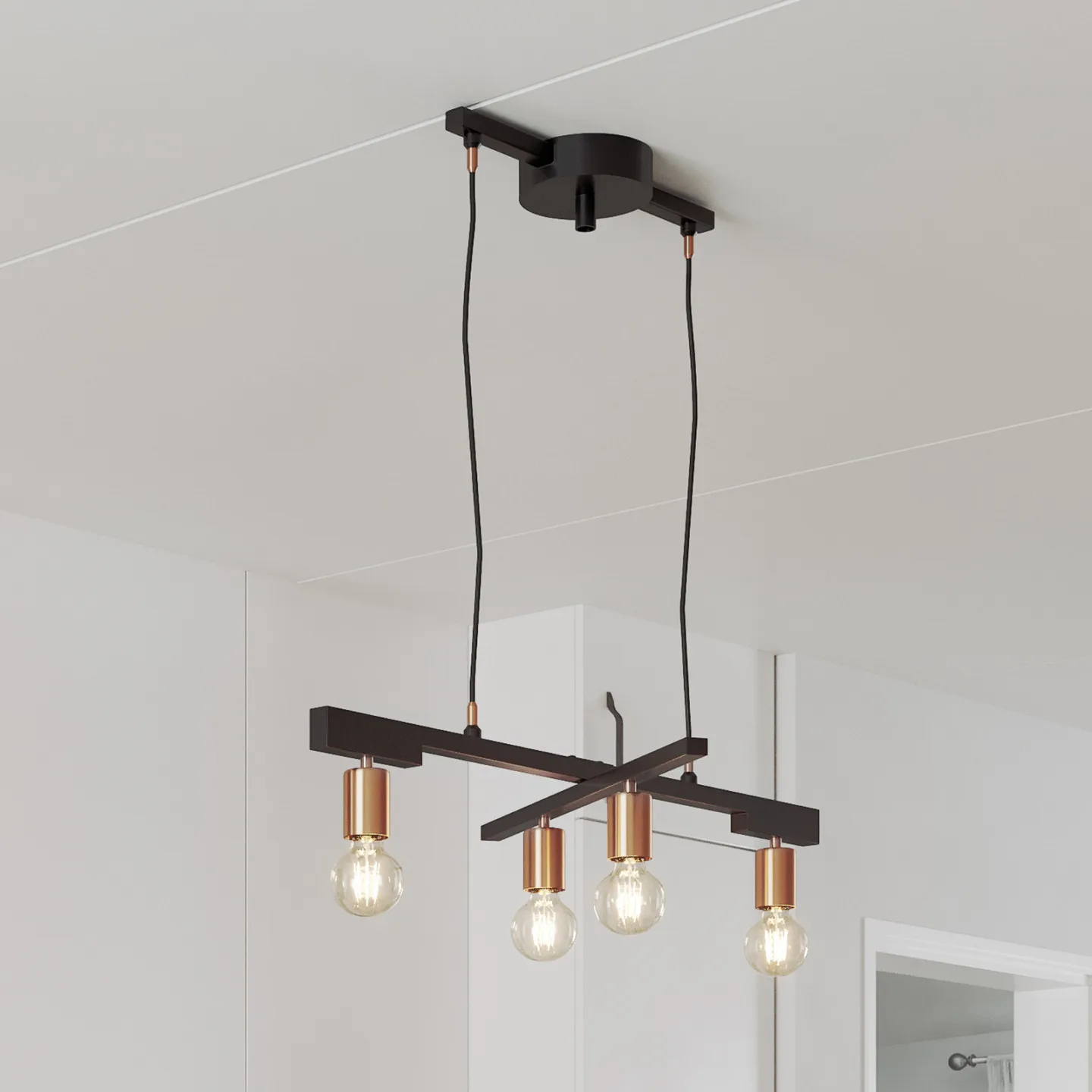 Zeona 4 Pendelleuchte Matt Black - By Rydéns - Wohnzimmer - Modern - Metall - Mehrflammig
