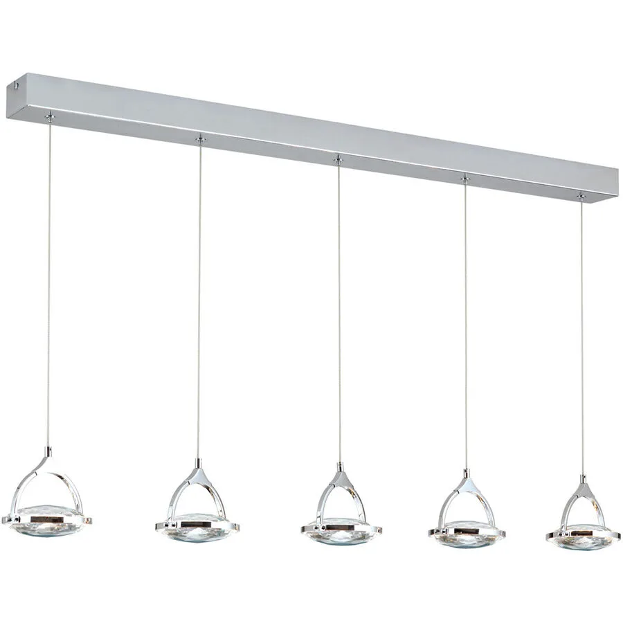 Pendellampe Moon Grau Stahl 12 cm 12 cm - Farbe: chrom - Lichtfarbe: Warmweiss