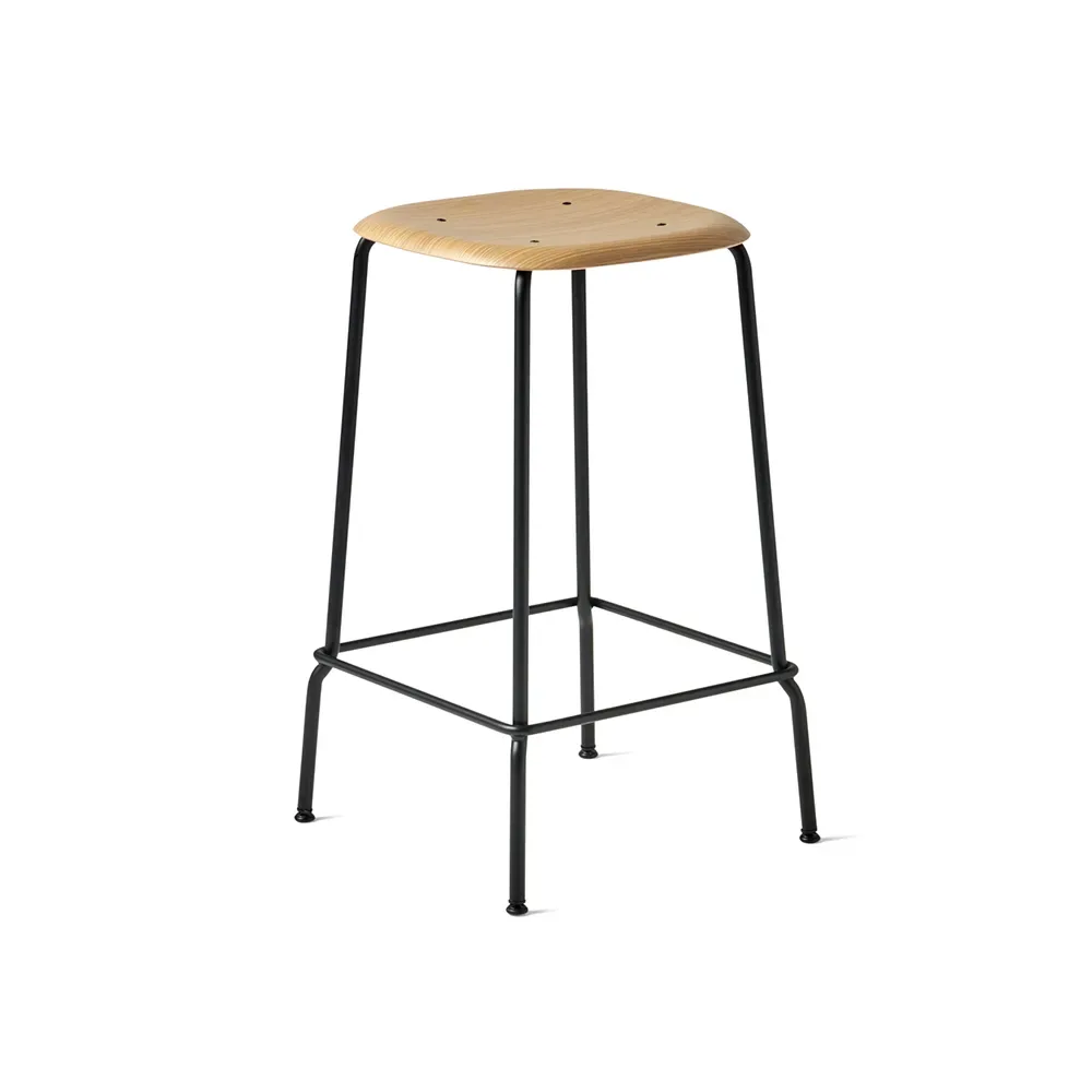 HAY Soft Edge 30 Low Barhocker Oak-schwarzes Stahlgestell