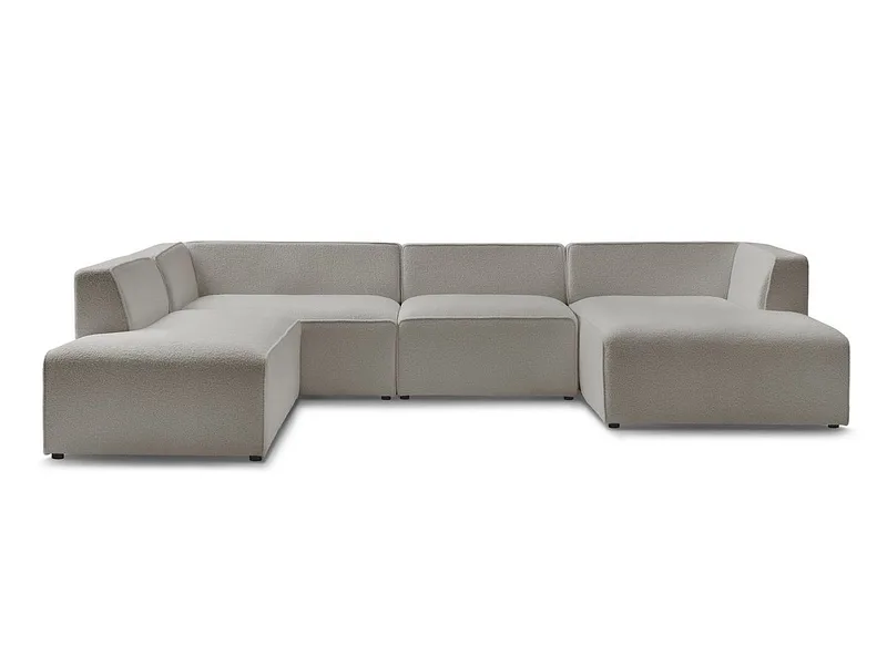 Wohnlandschaft BOBOCHIC MEGEVE Boucle-Stoff hellgrau