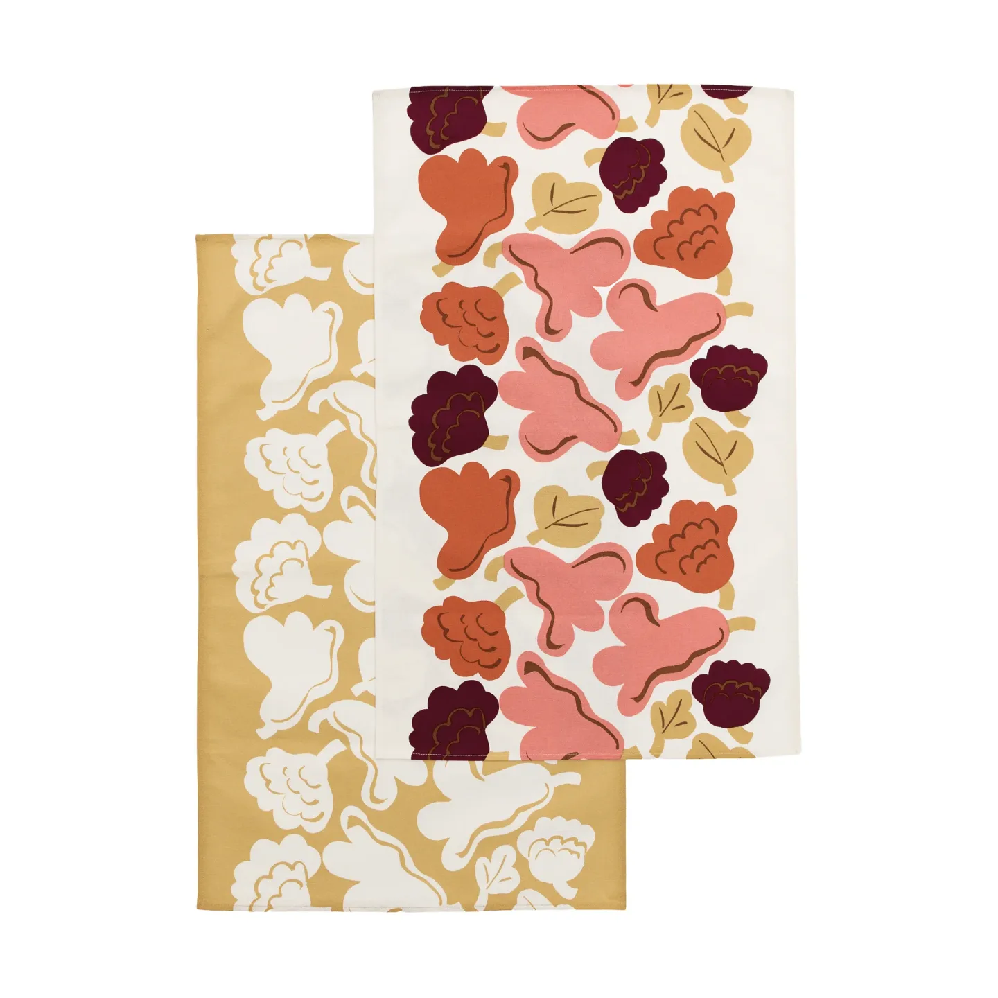 Marimekko Kukasta Kukkaan Küchentuch Off white-pink-terrac-ochre, 2-teilig