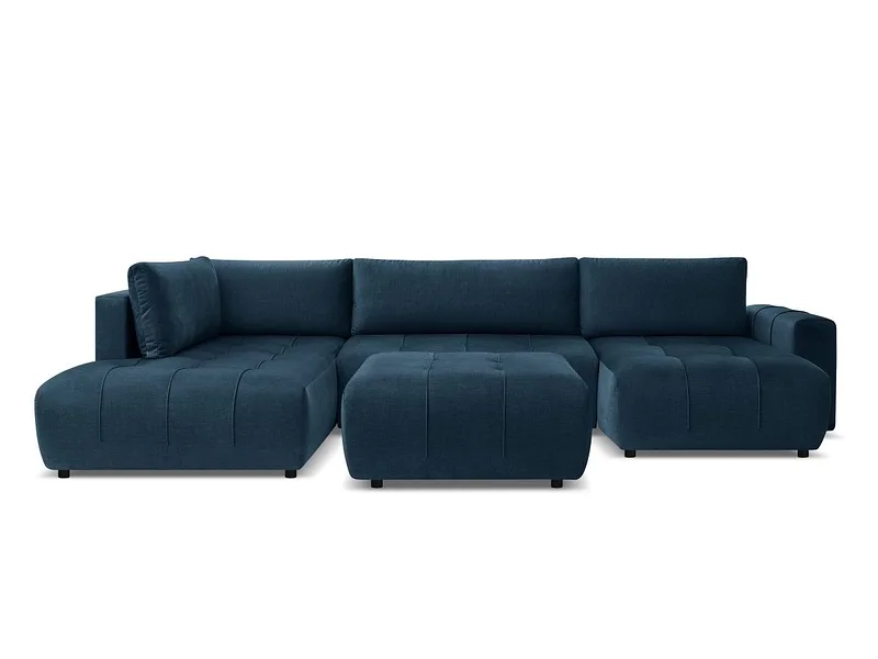 Panorama-Ecksofa mit Hocker BOBOCHIC ARSENE Samt blau