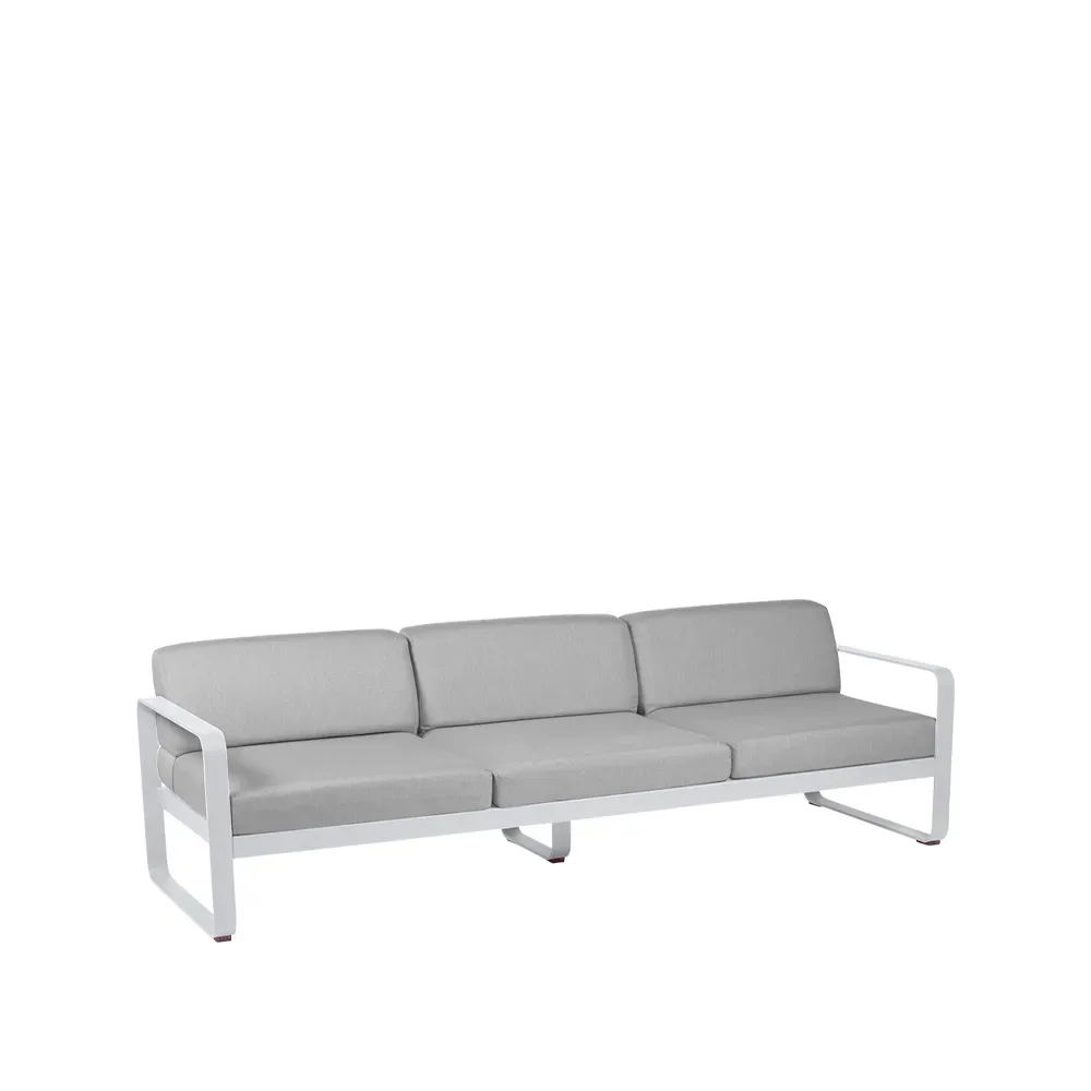 Fermob Bellevie soffa 3-sits Cotton white (vit), flannel grey dyna
