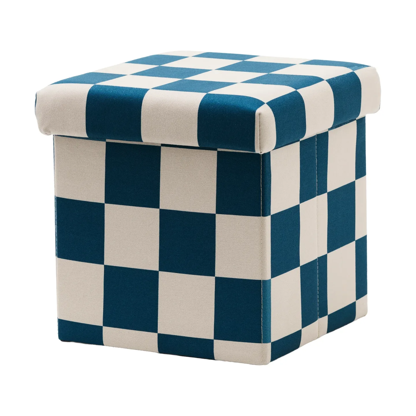 Kid's Concept Pouf mit Stauraum kariert Blaugrün, 30x30 cm