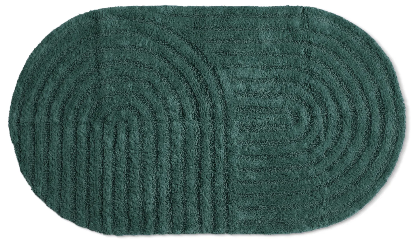 Oval baderomsmatte - Embla (mørk grønn) (Størrelse: 50 x 90 cm)