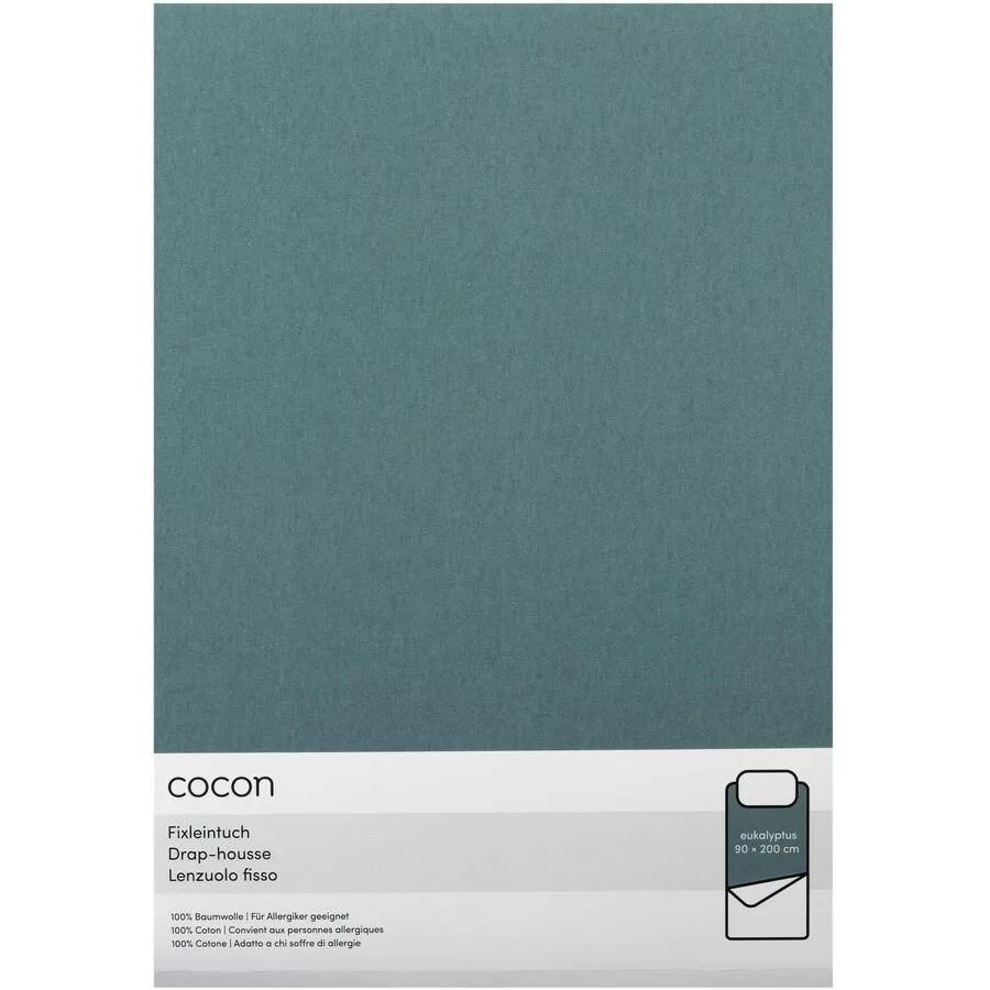 Fixleintuch COCON Eukalyptusgrün Baumwolle 90 x 200 cm - Material: Jersey