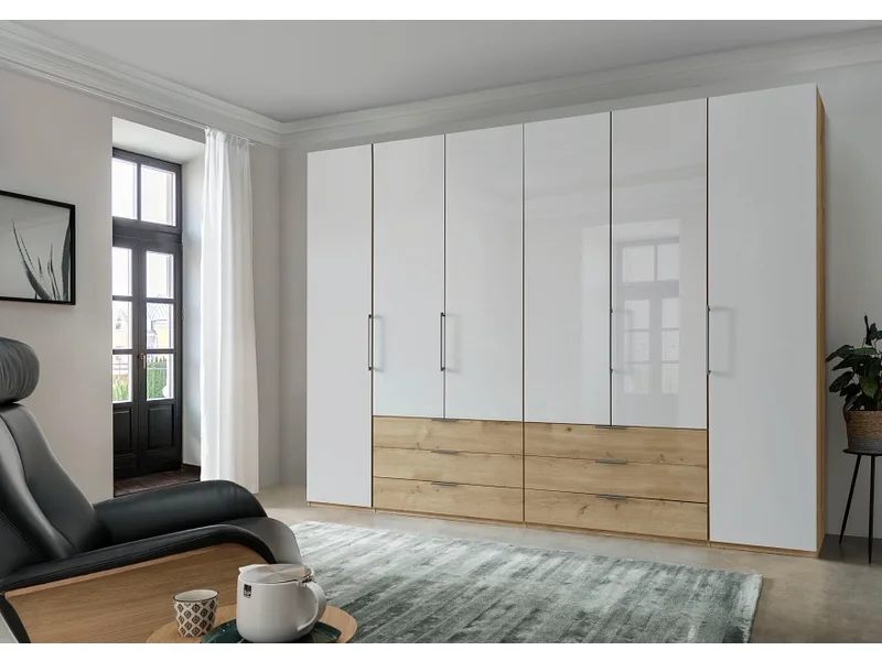 Drehtürenschrank MIAMI weiss 6 Türen 6 Schubladen
