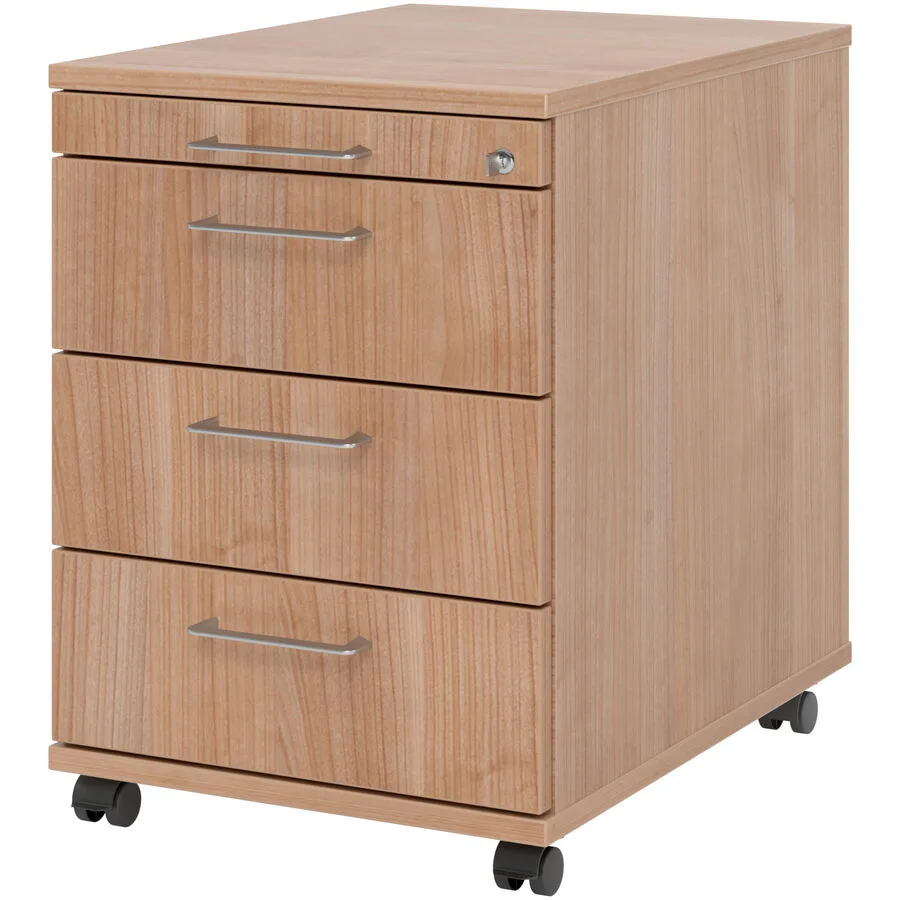 Rollcontainer Office nussbaum/Aluminium gebürstet Holzwerkstoff B 42.8 H 59 cm