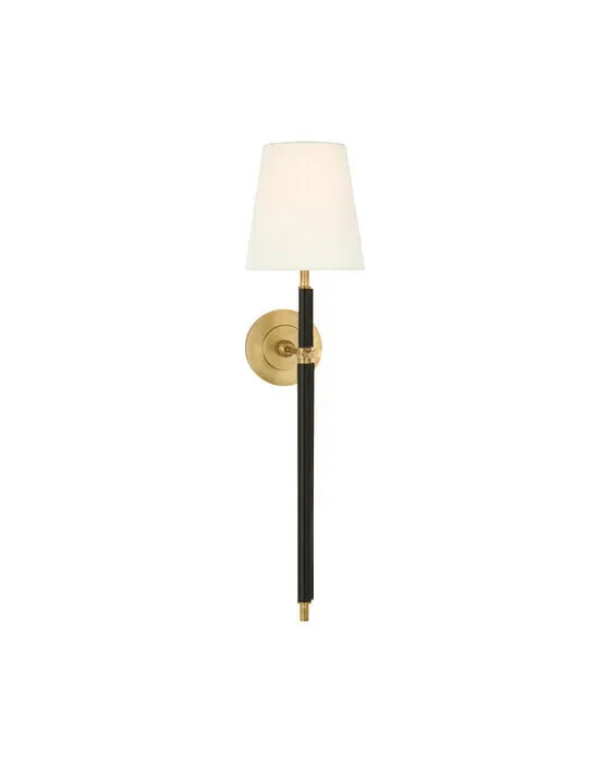 Bryant Large Wrapped Tail Sconce Antique Brass/Chocolate Leather