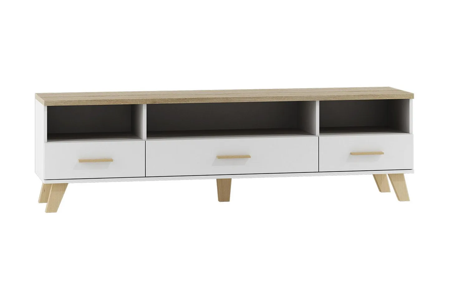 Kardos TV-bänk 180 cm - Vit/Ek