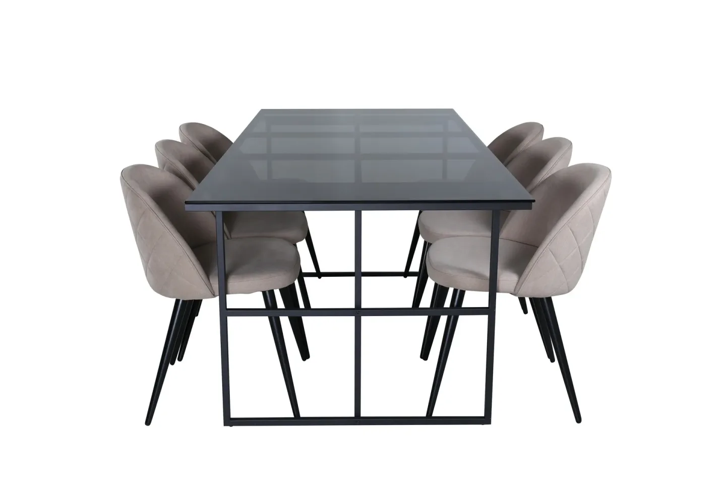 Leif Matgrupp 200 cm Rektangulär med 6 Velvet stolar - Beige