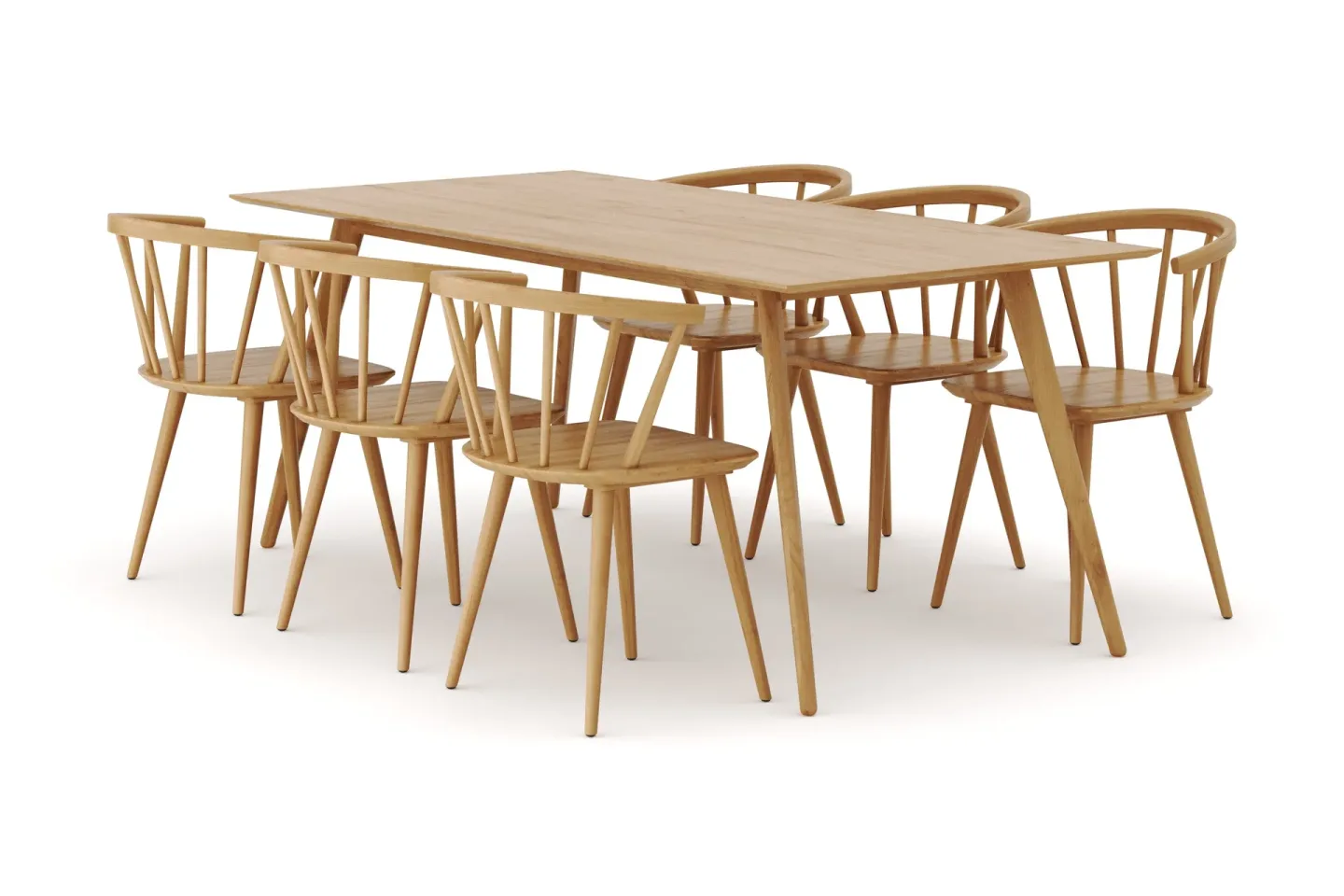 Tyrö Matgrupp med 6 st Tyrö Karmstolar - Oak/Oak