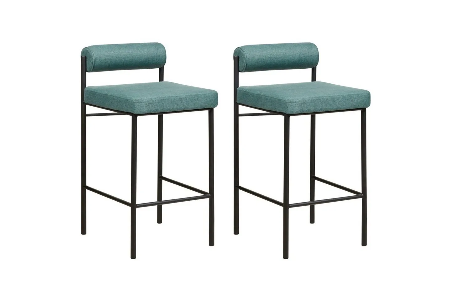 Barstol Amaya set om 2 Blågrön-Svart, Polyester - Blågrön-Svart, Polyester