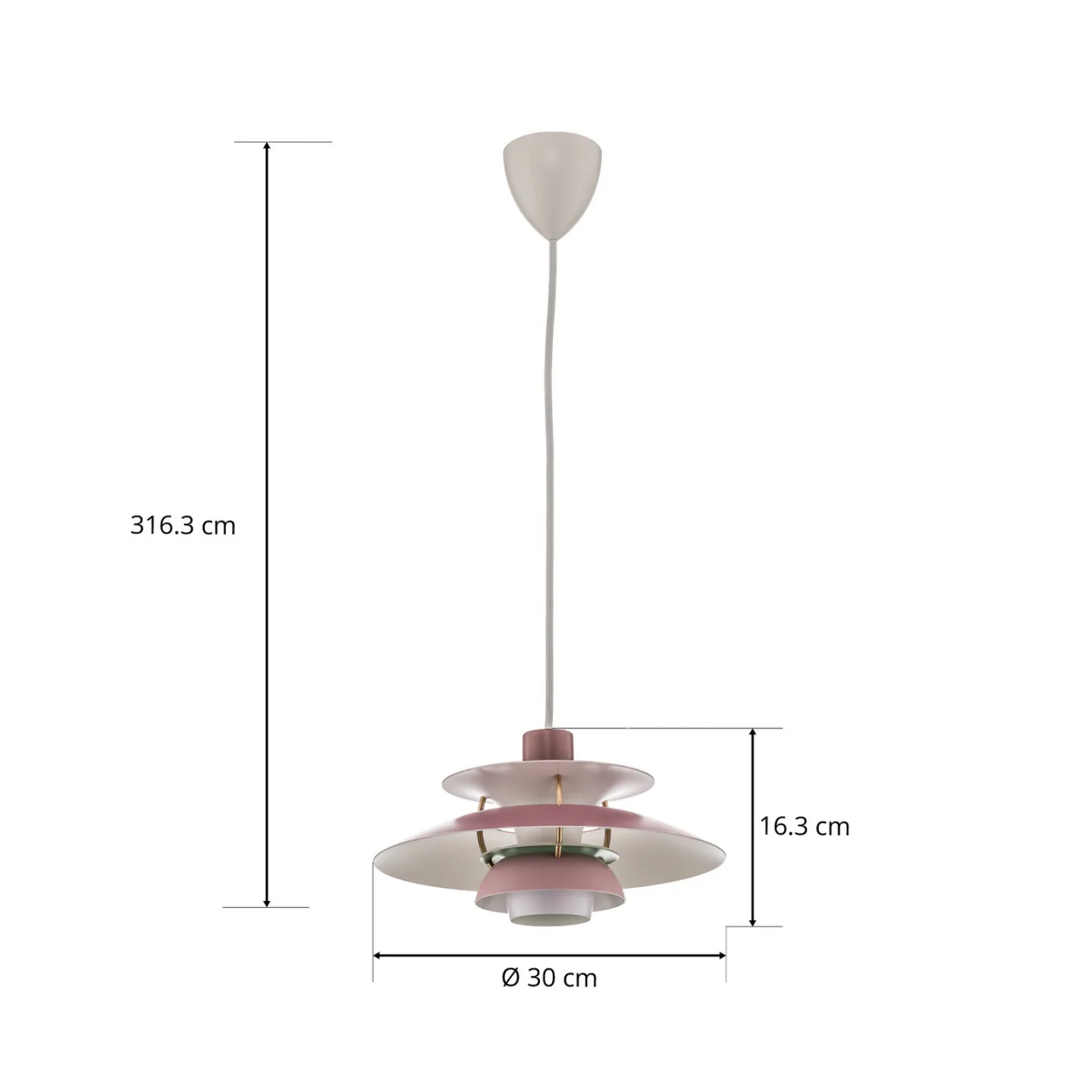 PH 5 300 Pendelleuchte Rosa - Louis Poulsen - Wohnzimmer - Design - Metall - Einflammig