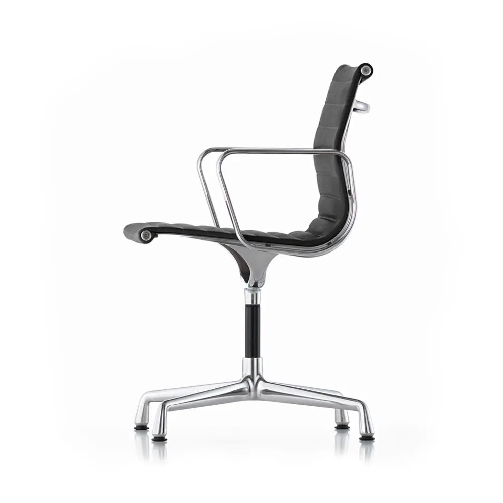 Vitra EA 104 karmstol Läder nero-polerad aluminium