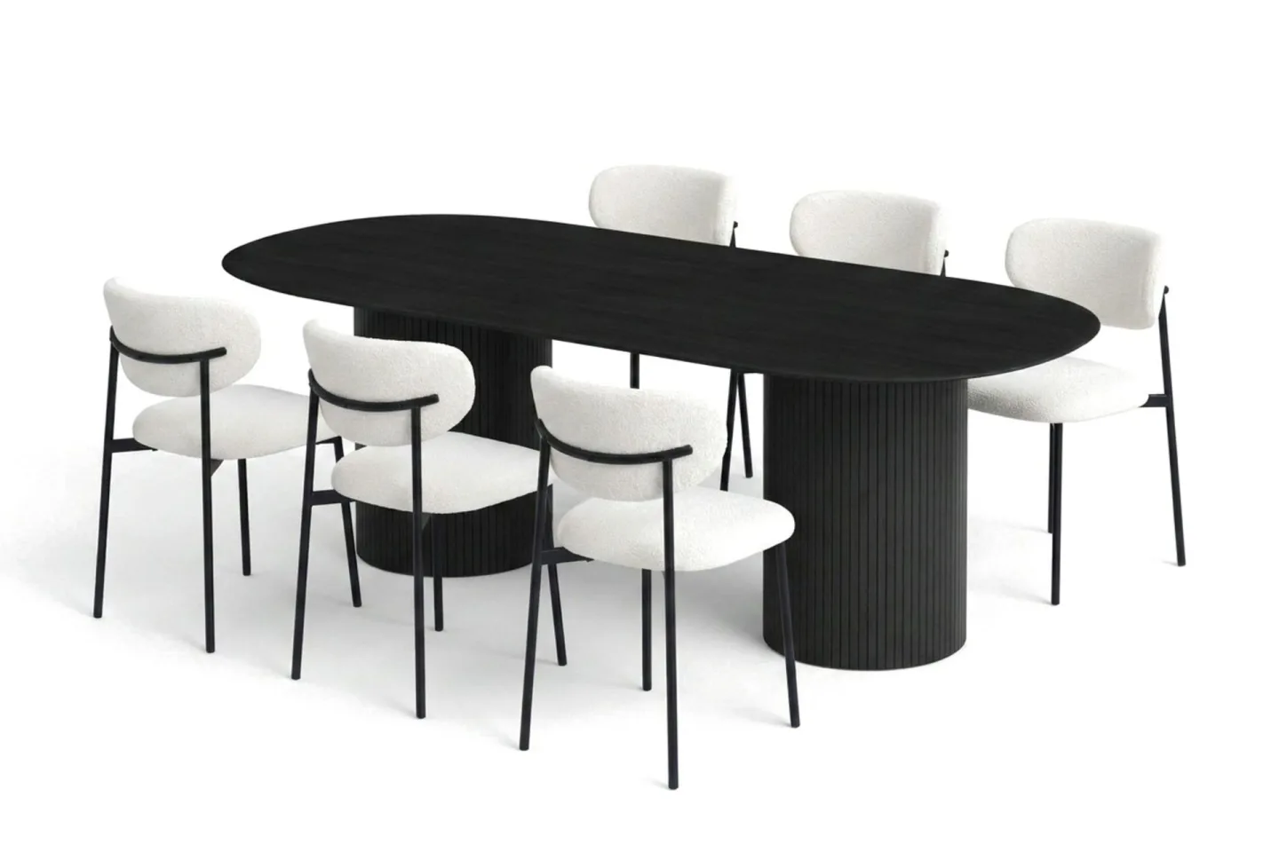 Kopparbo Matgrupp oval 220 cm Svart med 6 Lucy Matstolar - Svart