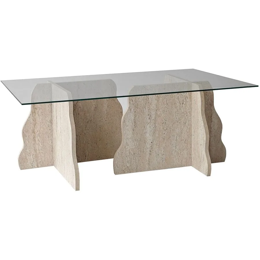 Salontisch Georis Travertin, Transparent 100% Hartglas/Holzwerkstoff B 105 T 65 cm