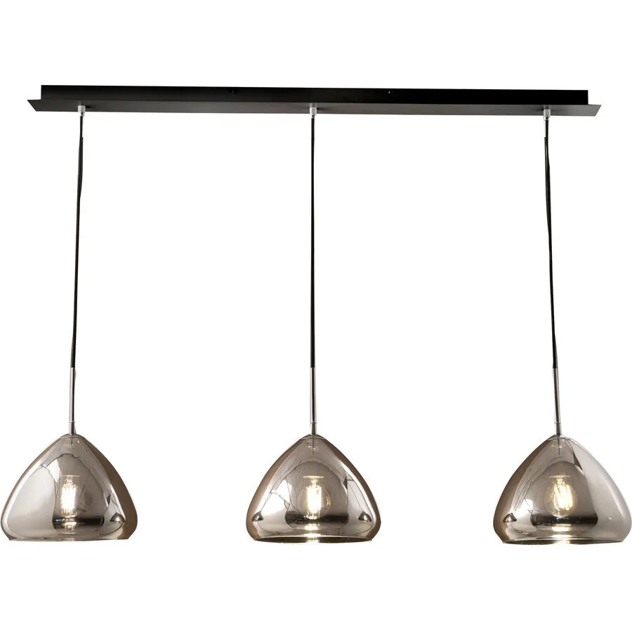 Pendellampe Ove Grau Glas/Metall 24 cm 200 cm - Farbe: verchromt - Material: Metall/Glas