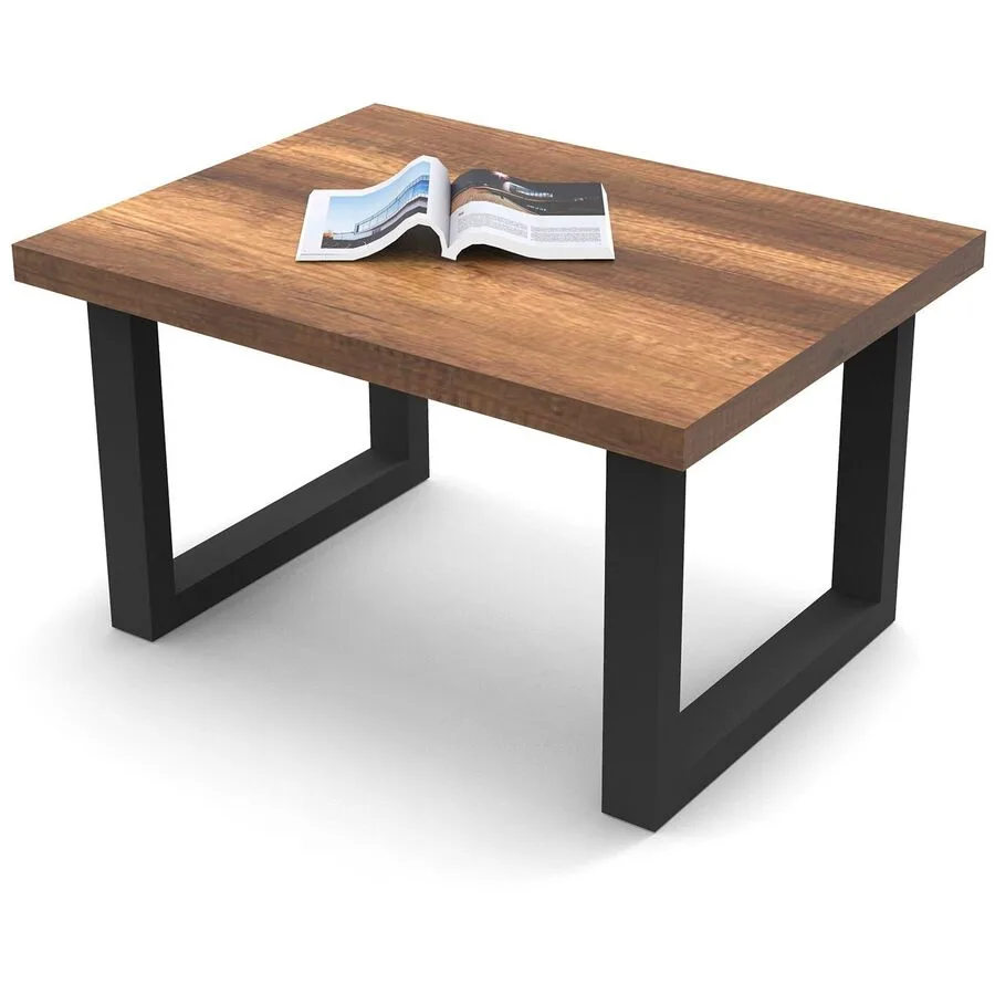 Salontisch Yasam Walnuss, Schwarz Melaminbeschichtete Spanplatte B 80 T 60 cm