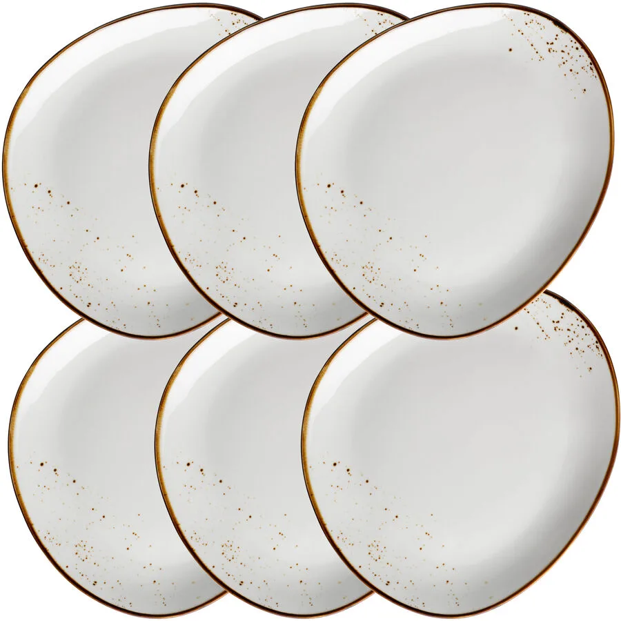 MÄSER Speiseteller-Set 6-tlg. Pintar weiss/braun Porzellan 6 Stk
