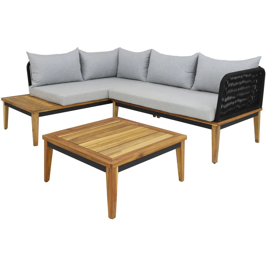 Gartenlounge Alosea schwarz Akazie 5 B 158 T 204 cm