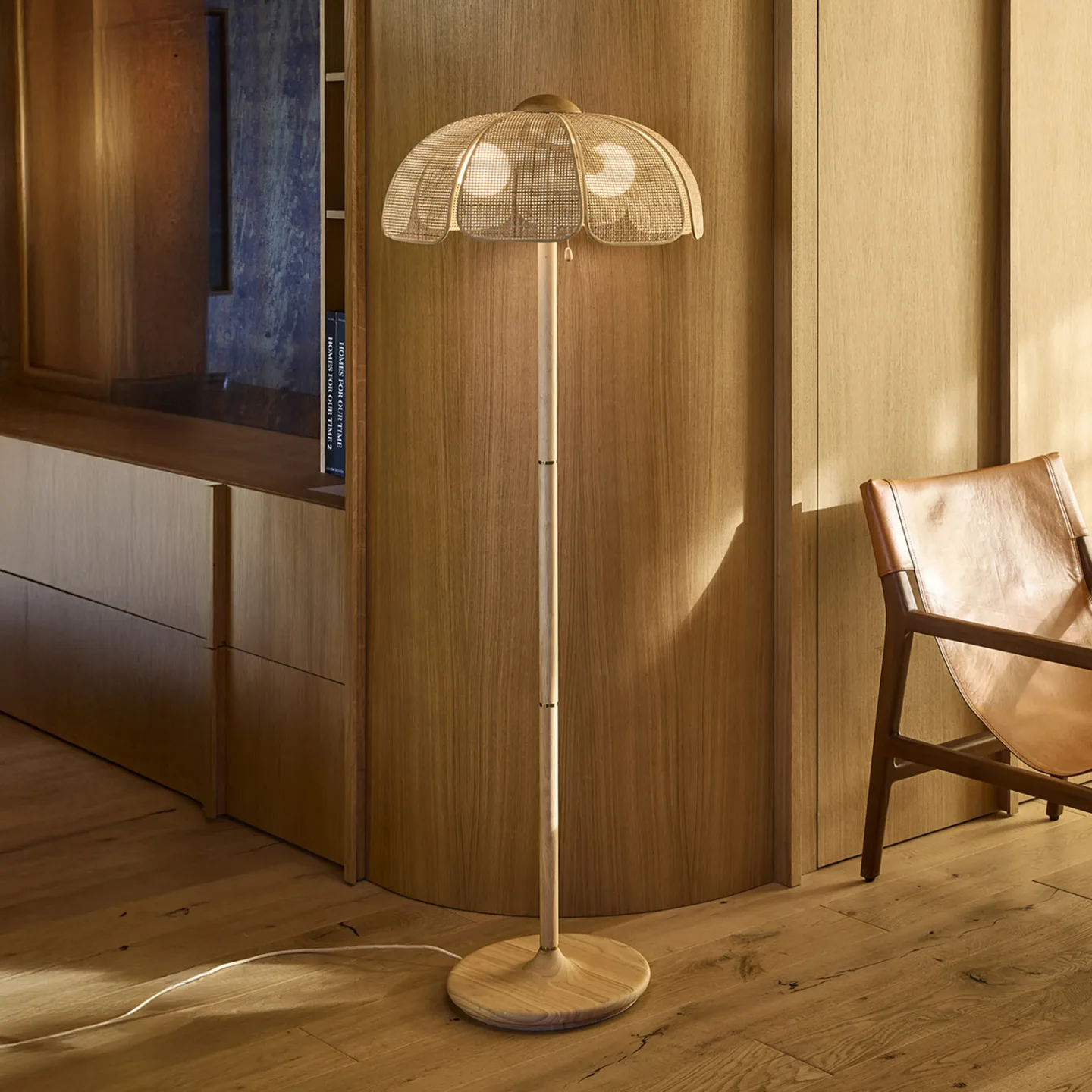 Coquillage Stehleuchte, Rohrgeflecht/Holz - MARKET SET - Wohnzimmer - Design - Rund