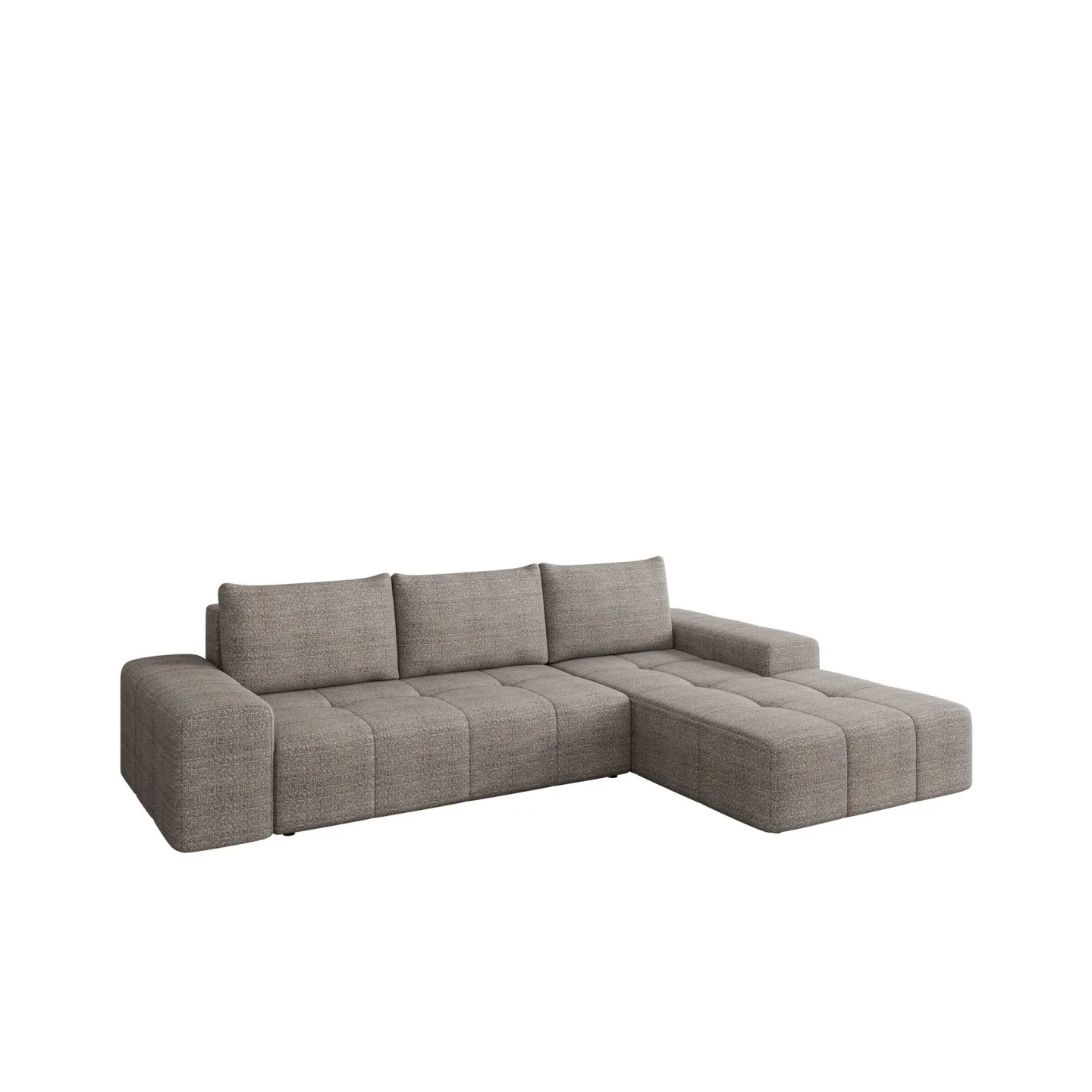 Falor 3-sits Bäddsoffa med Divan Höger och Förvaring - Mörkbeige