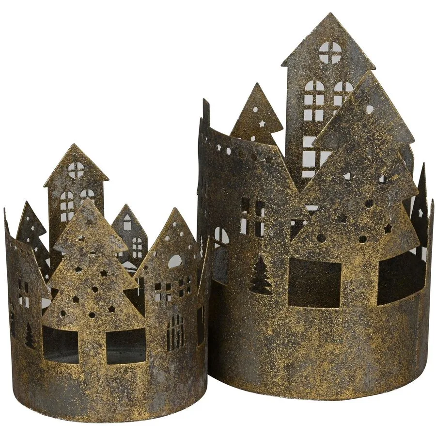 Windlicht COCON Altgold T 17 cm - Material: Eisen