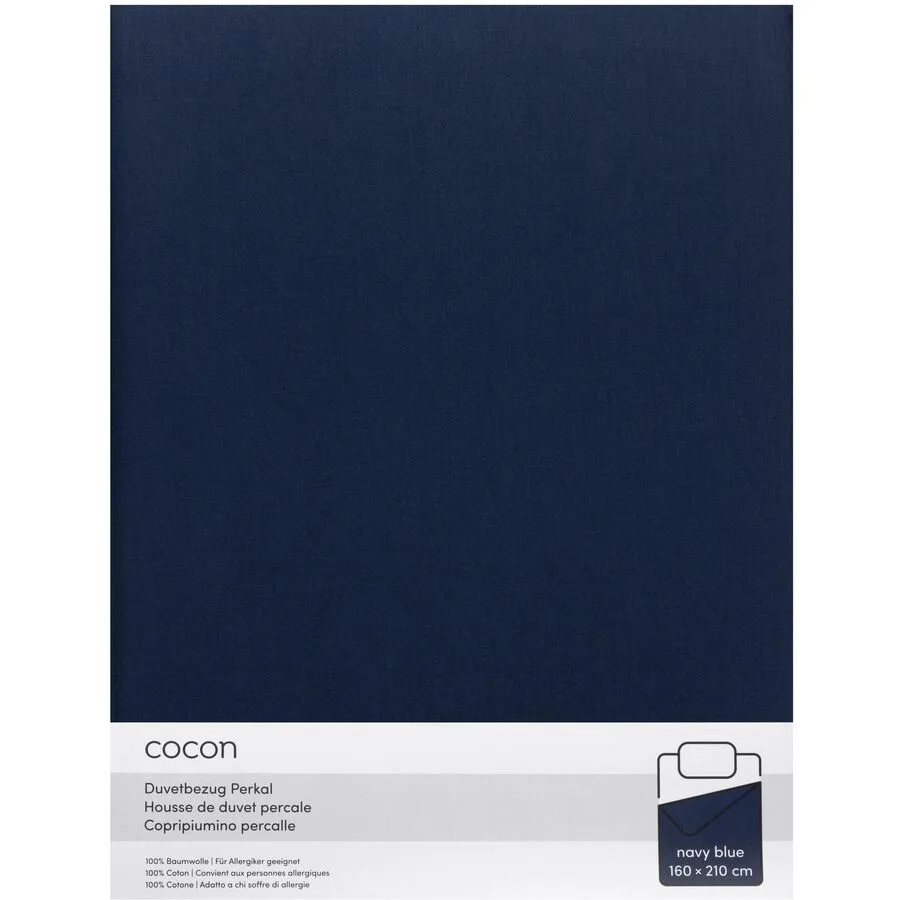 Duvetbezug COCON Marineblau Baumwolle 160 x 210 cm - Material: Perkal