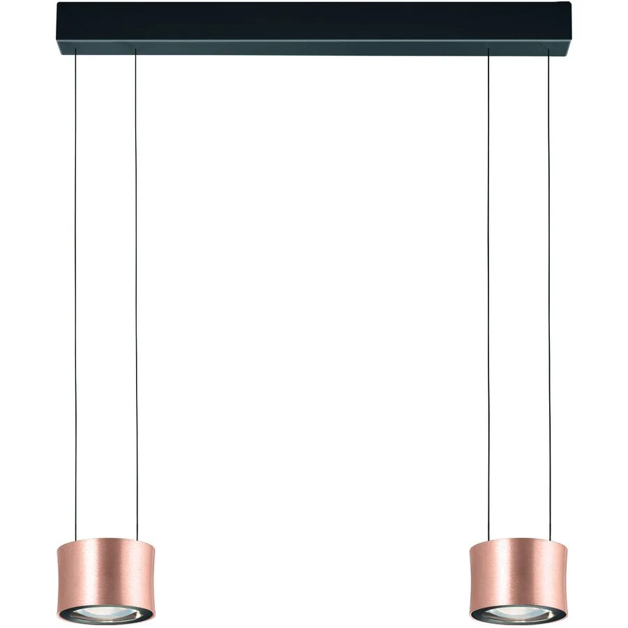 Designer-Pendellampe Bankamp Impulse Roségold 2-flammig vertical flex - Farbe: Rose/Gold eloxiert - LED - Lichtfarbe: Extra warmweiss - Material: