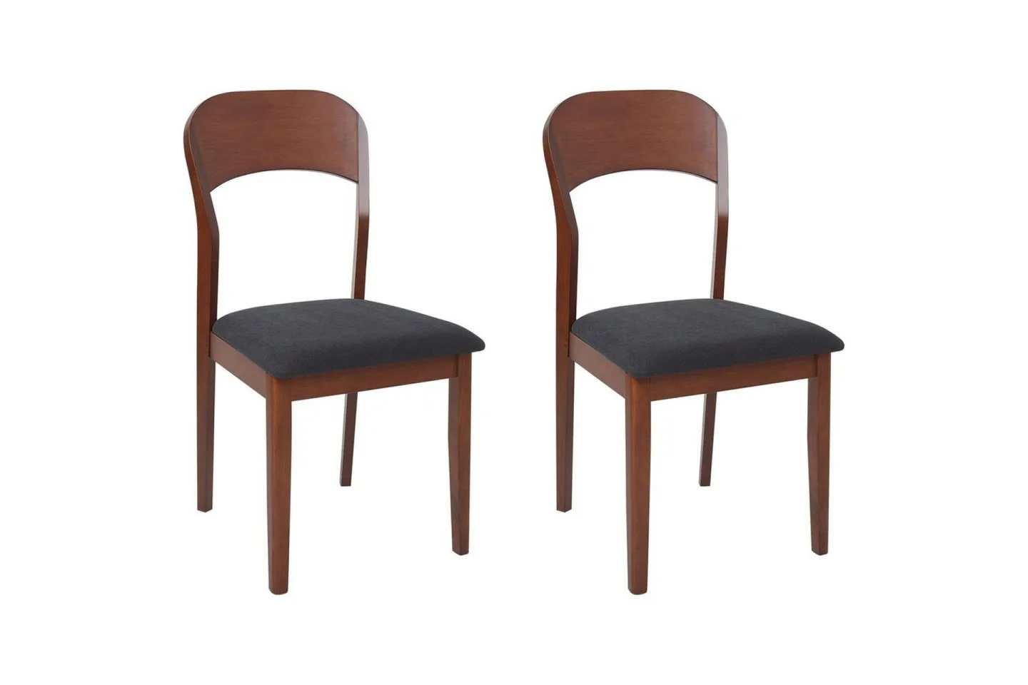 Set med 2 matstolar Alvin - Mörk trä, svart