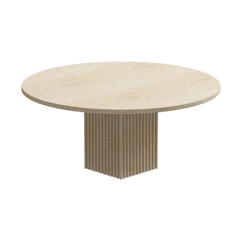 NORR11 Soho Couchtisch Beige travertin, Ø80x35 cm