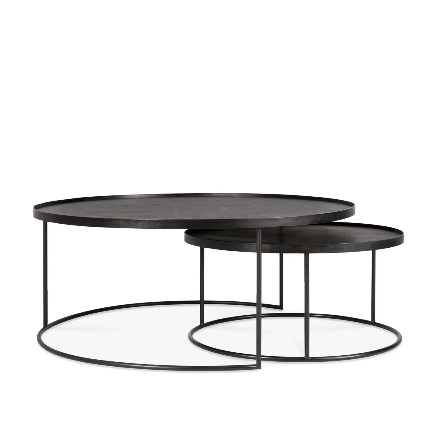 Ethnicraft - Round tray coffee table set - L/XL - Soffbord - Dawn Sweitzer - Svart - Metall/Trä