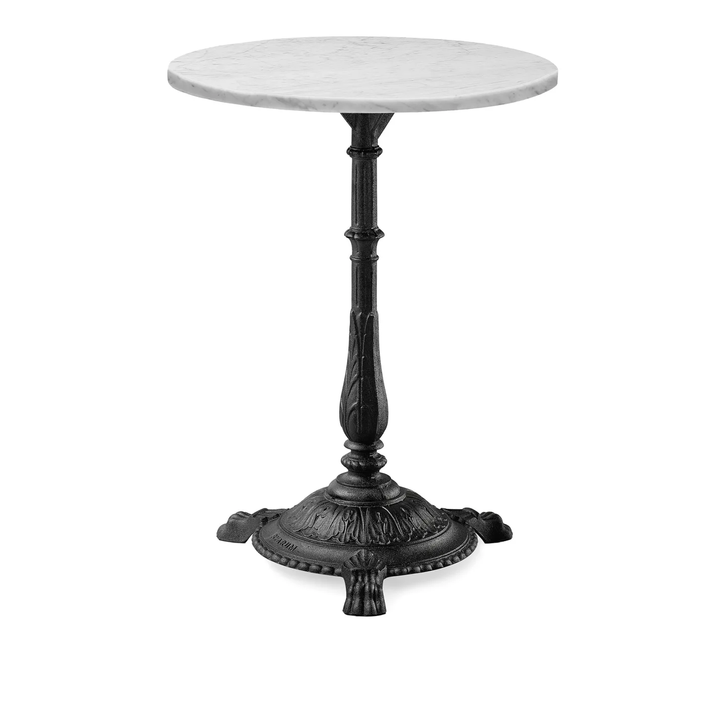 Byarums Bruk - Bord Classic Café Ø50 cm 3-tass – Vit Carrara Mamor/Svartlackerad Aluminium - Matbord utomhus