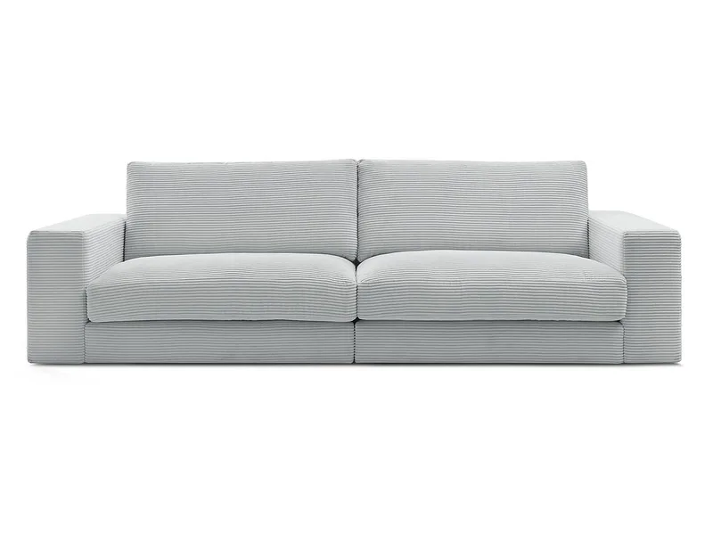 3er Sofa BOBOCHIC LEONARD Cord-Stoff hellgrau