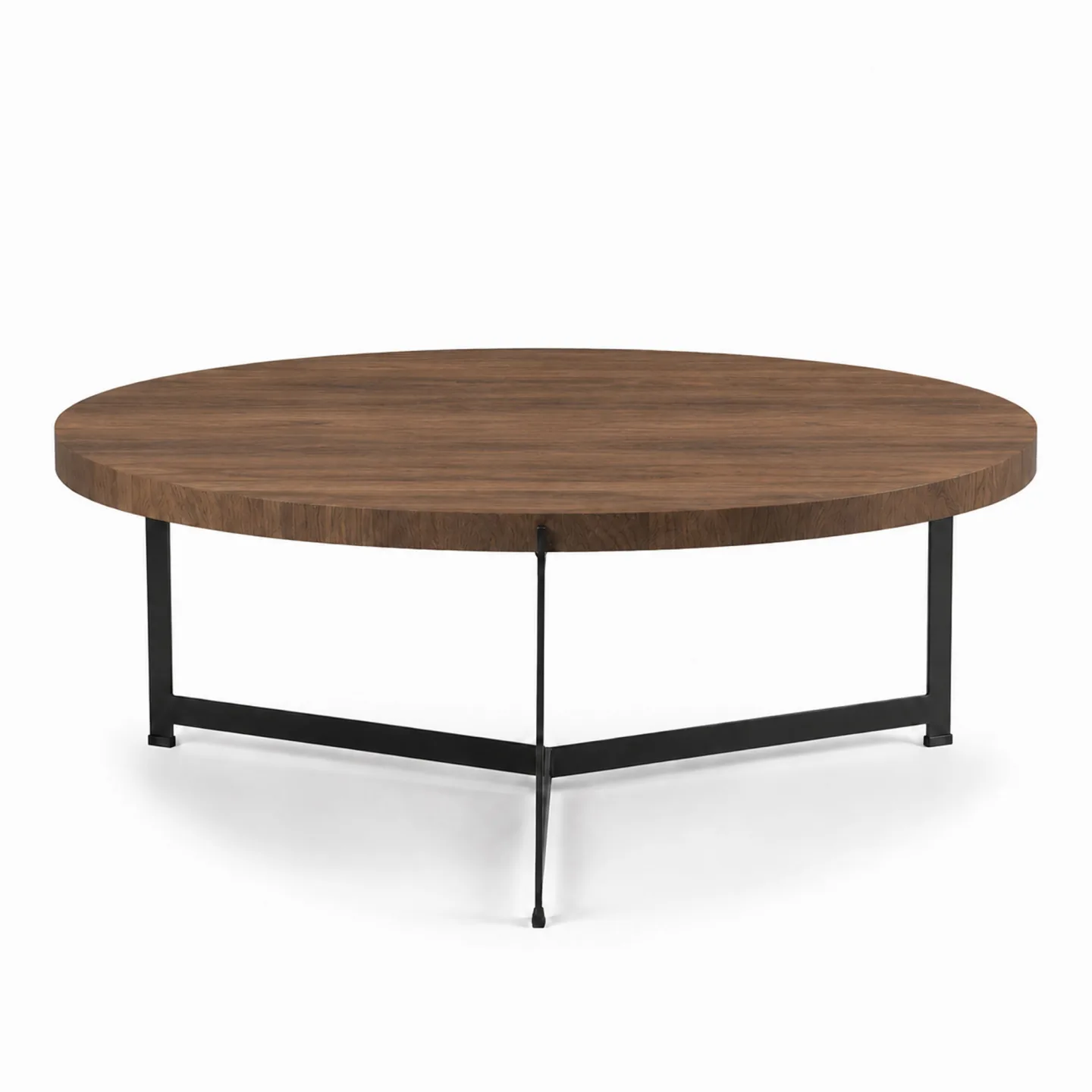 Dk3 - Plateau Coffee Table - Ø 80 cm - Höjd 45 cm, Skiva i Oljad rökt ek, Underrede i Svart pulverlackerat stål - Soffbord - Søren Rose Studio - Träfärgad - Metall/Trä